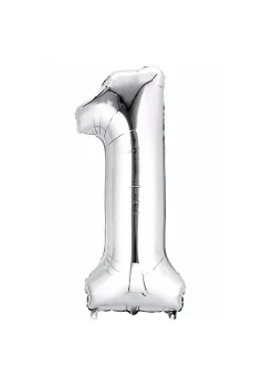 Balon foliowy na powietrze CYFRA 1 srebrny 40cm