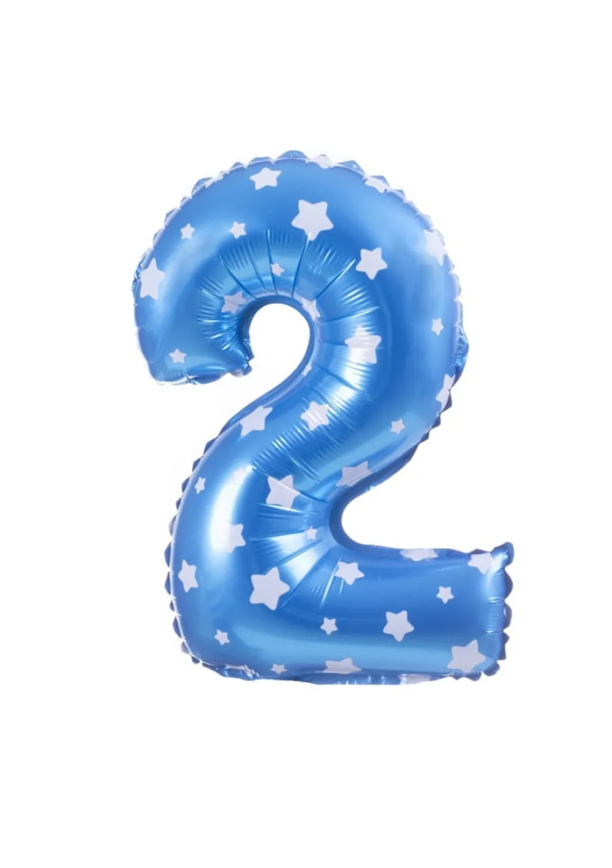 Balon foliowy na powietrze CYFRA 2 błękitny 40cm