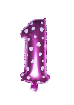 Balon foliowy na powietrze CYFRA 1 różowy 40cm