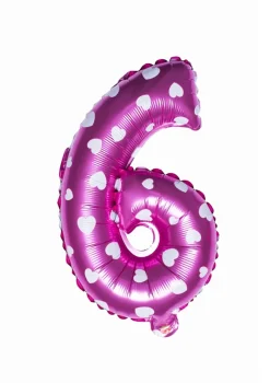 Balon foliowy na powietrze CYFRA 6 różowy 40cm