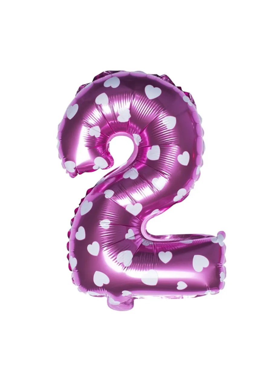 Balon foliowy na powietrze CYFRA 2 różowy 40cm