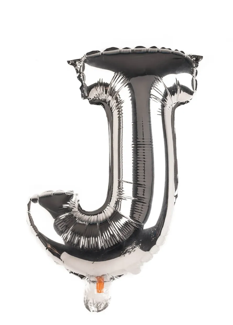 Balon foliowy na powietrze LITERKA J srebrny 40cm