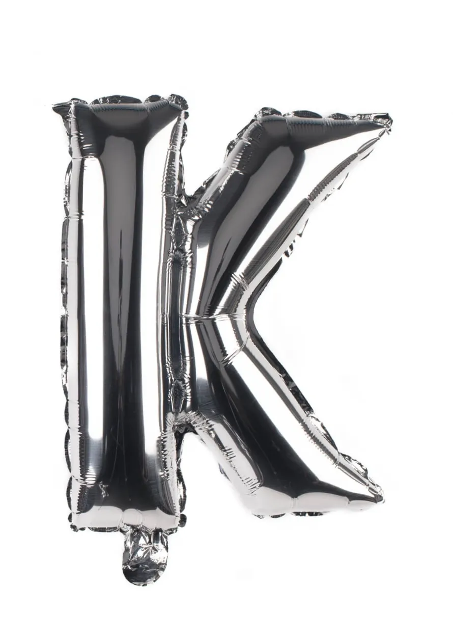 Balon foliowy na powietrze LITERKA K srebrny 40cm