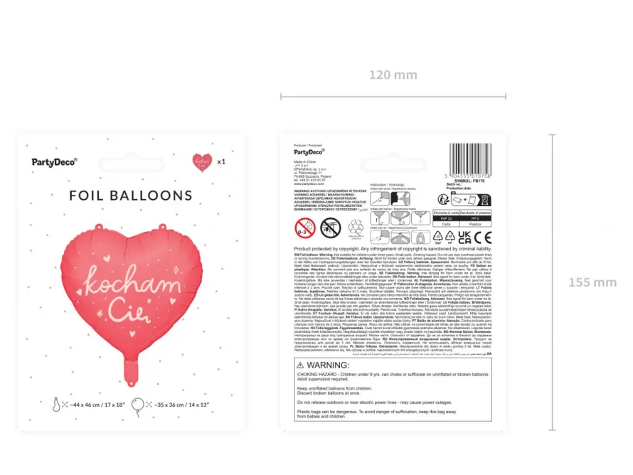 Balon foliowy serce KOCHAM CIĘ 45cm