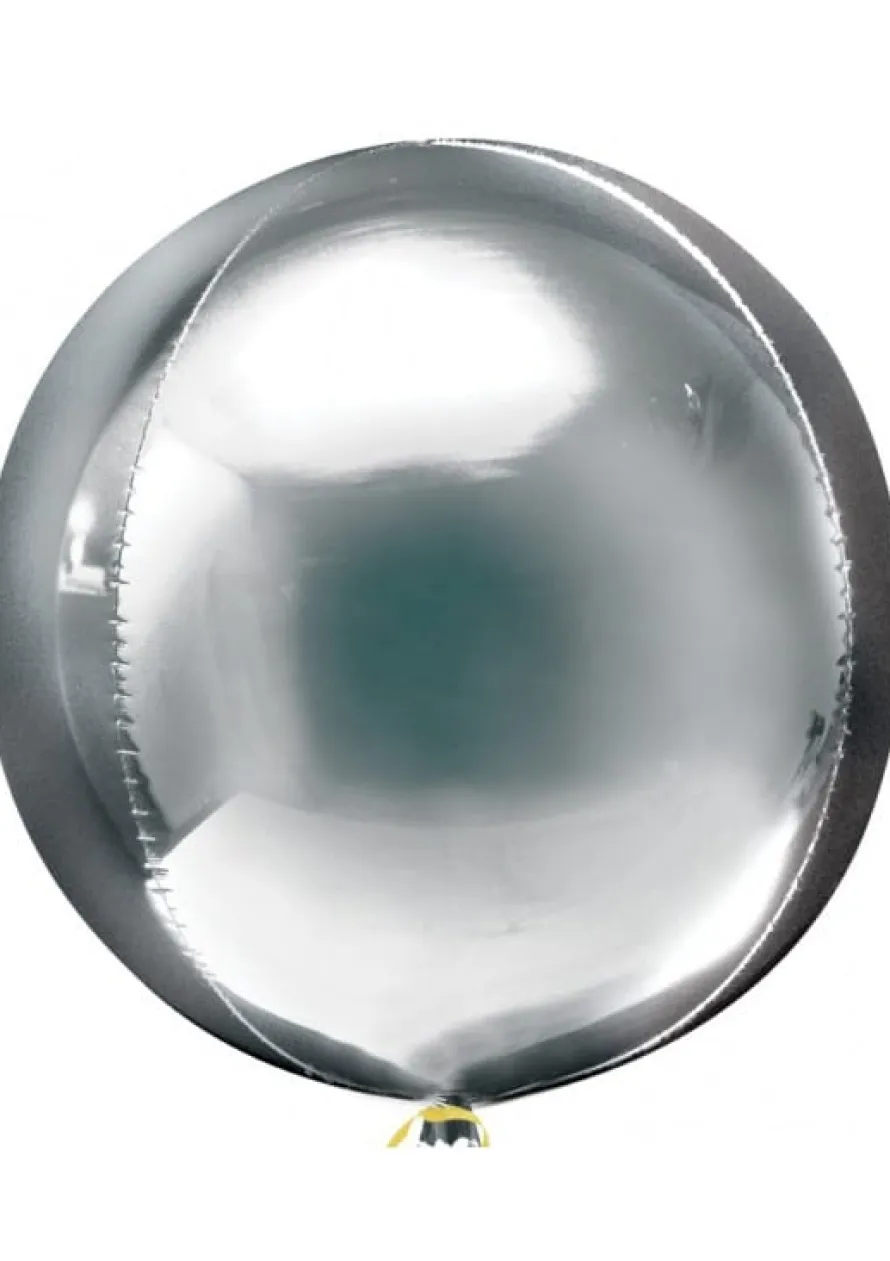 Balon foliowy SREBRNY kula (38cm x 40cm)