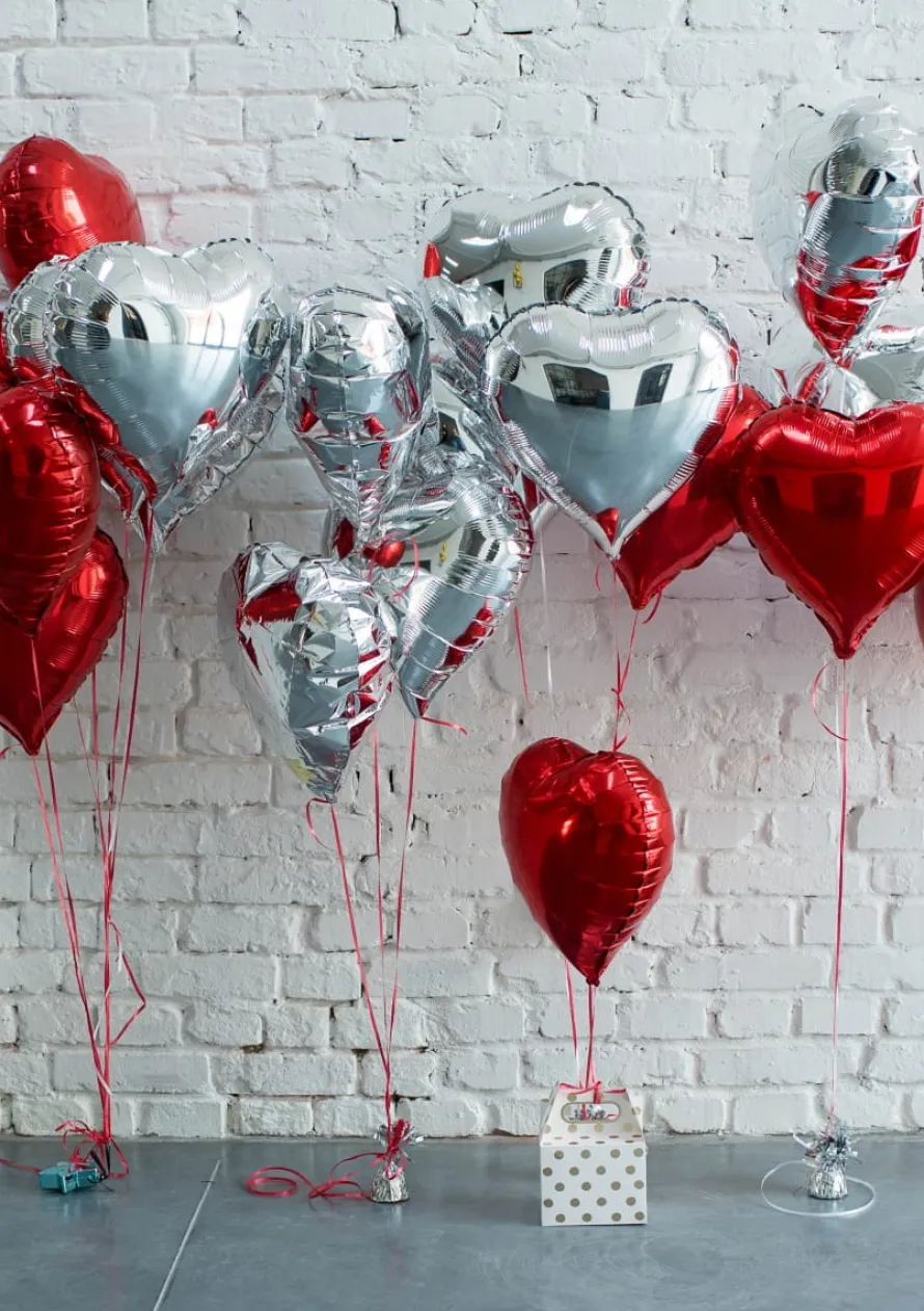 Balon foliowy srebrny SERCE 45cm