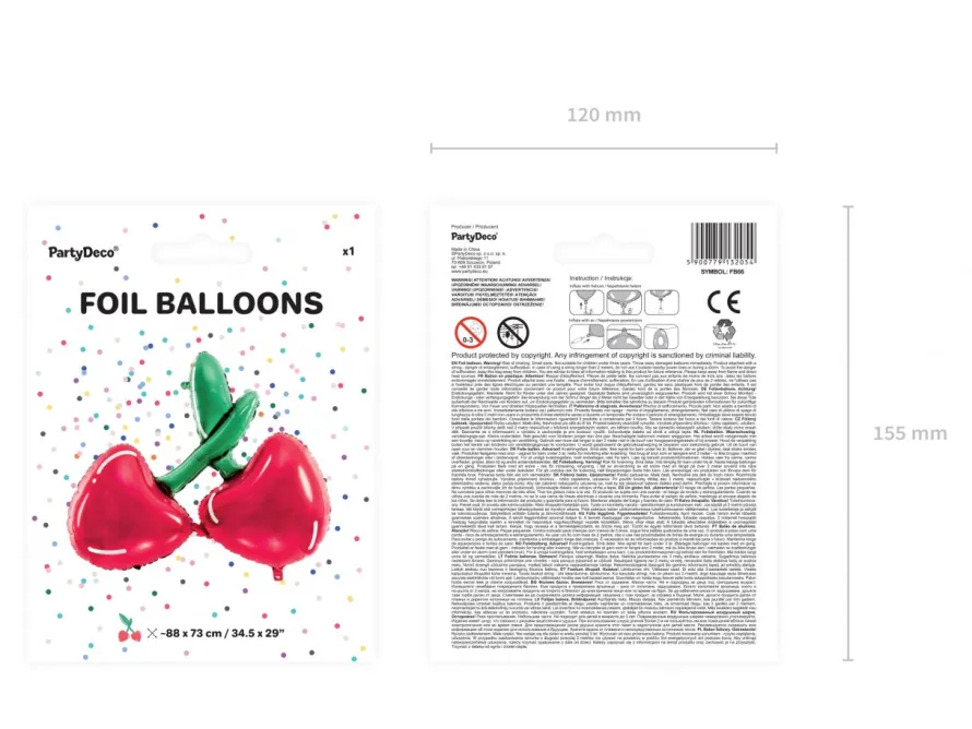 Balon foliowy WIŚNIE balon na hel 88x73cm