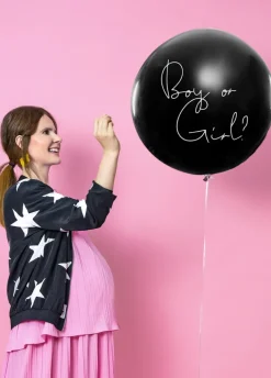 Balon gender reveal BOY OR GIRL z różowym konfetti 1m