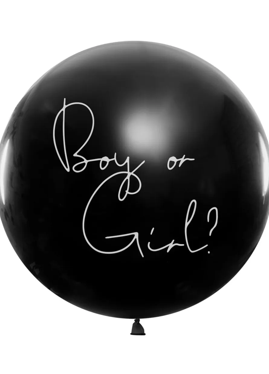 Balon gender reveal BOY OR GIRL z niebieskim konfetti 1m