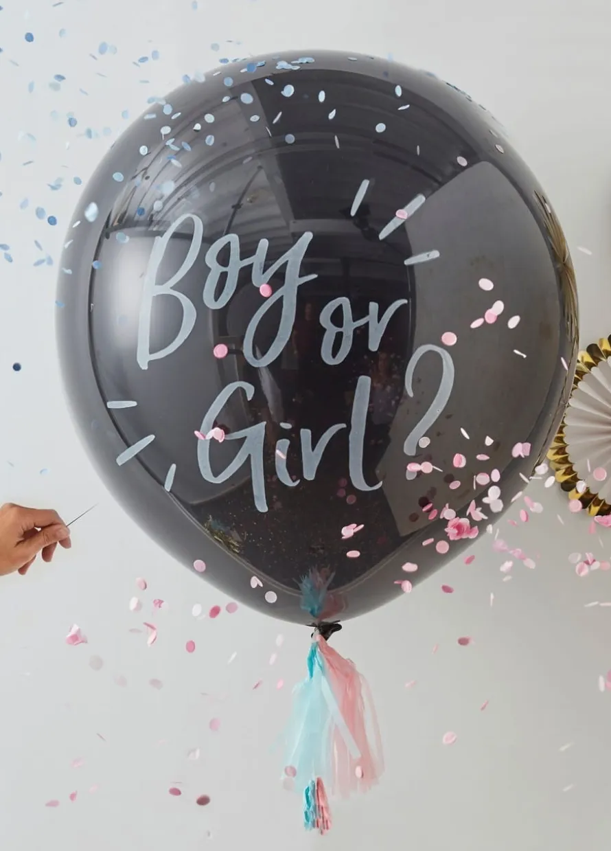 Balon gender reveal OH BABY! czarny 91cm