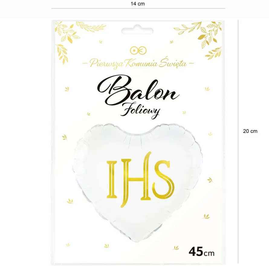 Balon IHS na Komunię Świętą 45 cm
