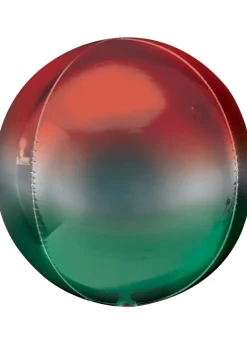 Balon kula CZERWONO-ZIELONY foliowy ombre 40cm