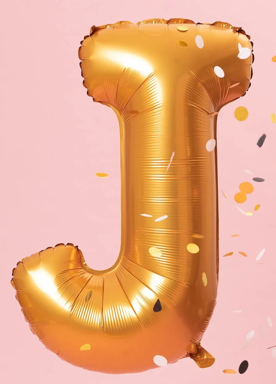 Balon LITERKA J złoty pomarańcz 85cm