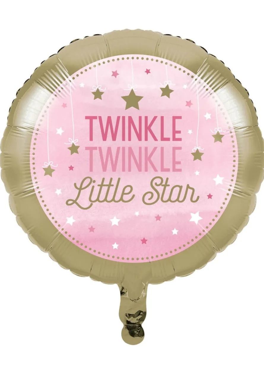 Balon na baby shower GWIAZDECZKA różowy foliowy 43cm