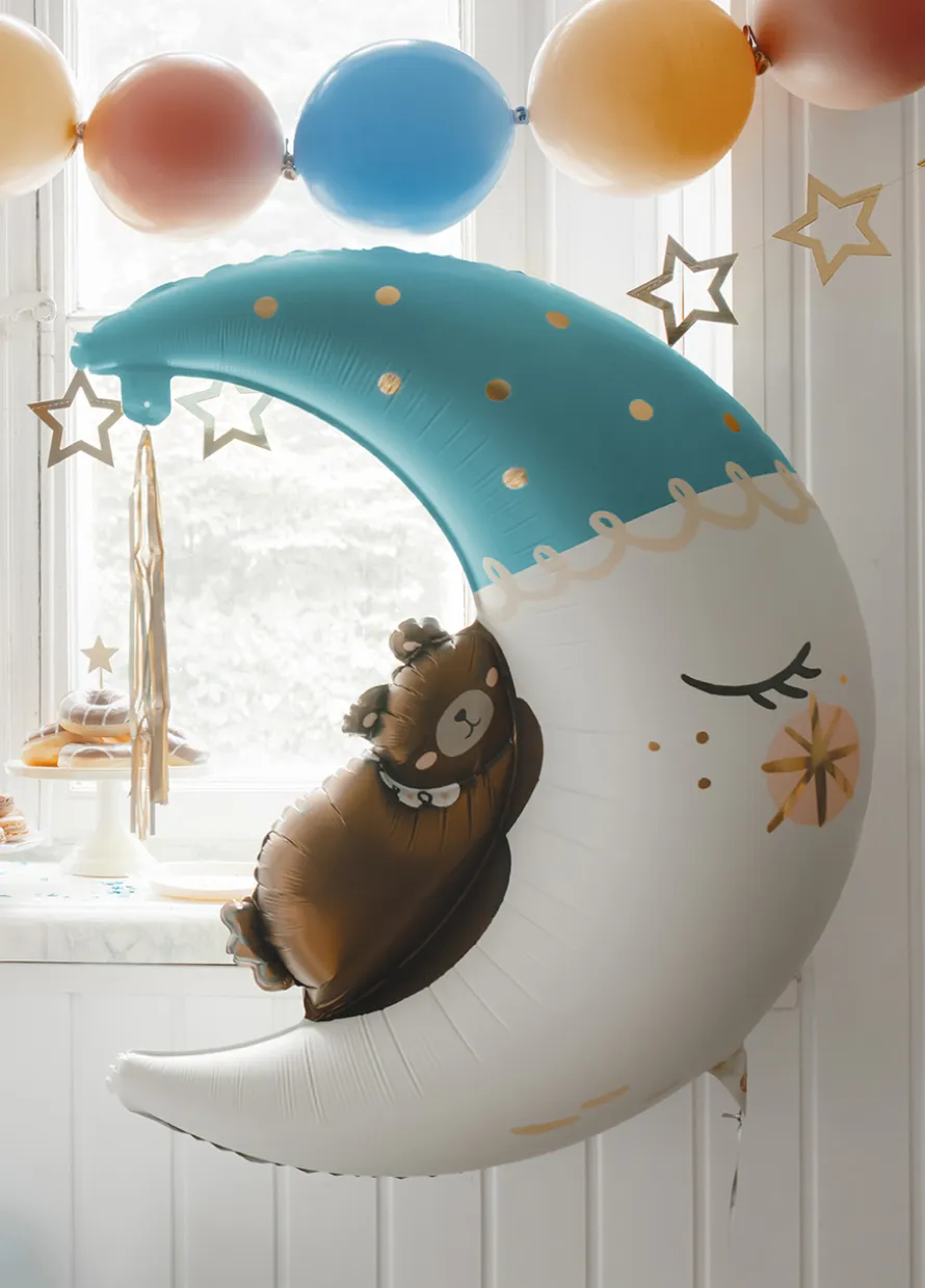 Balon na narodziny dziecka MIŚ NA KSIĘŻYCU 80x98 cm