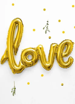 Balon na powietrze napis LOVE złoto