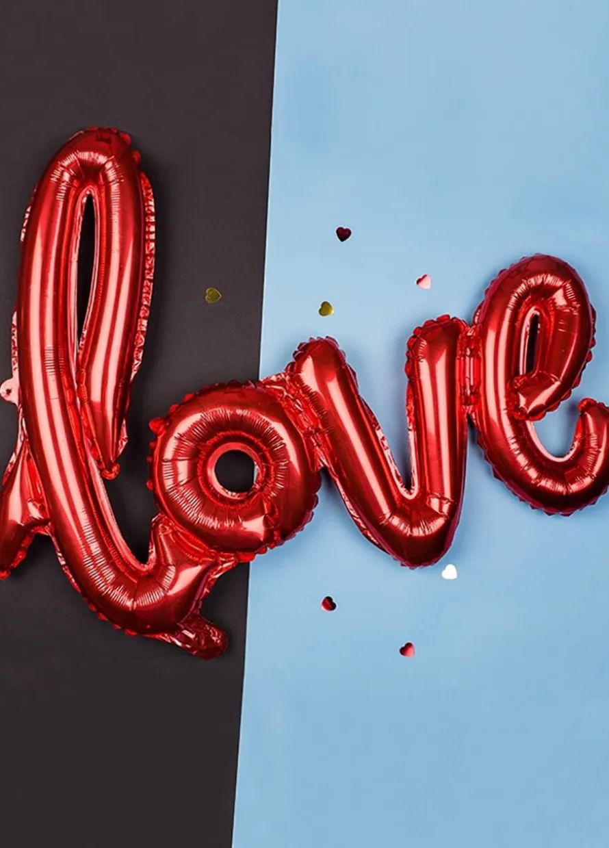 Balon na powietrze napis LOVE balon walentynkowy czerwony