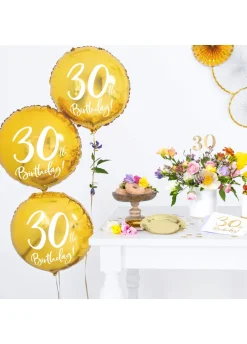 Balon na 30 URODZINY foliowy złoty 45cm