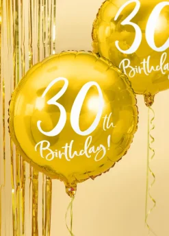 Balon na 30 URODZINY foliowy złoty 45cm