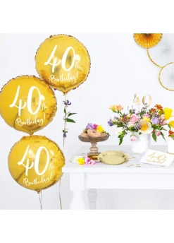 Balon na 40 URODZINY foliowy złoty 45cm