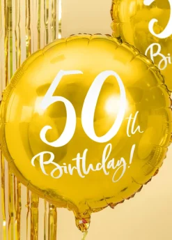 Balon na 50 URODZINY foliowy złoty 45cm