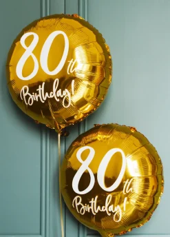Balon na 80 URODZINY foliowy złoty 45cm