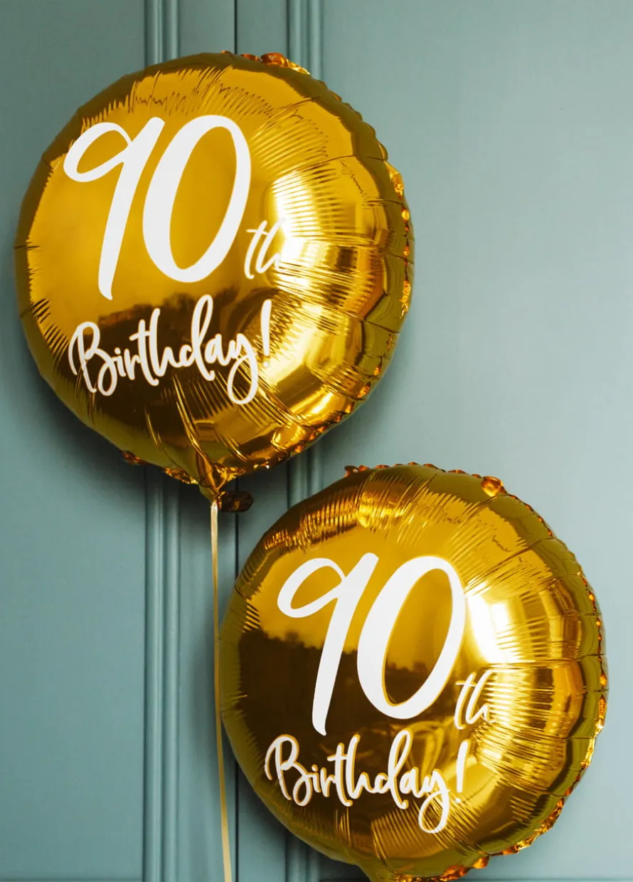 Balon na 90 URODZINY foliowy złoty 45cm