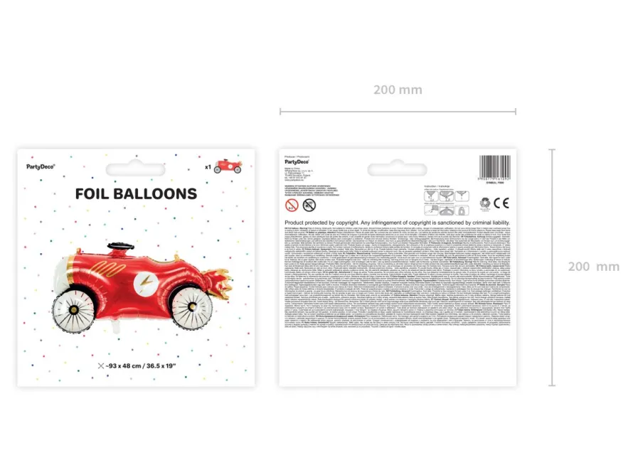 Balon SAMOCHÓD dekoracja na urodziny chłopca 93x48cm