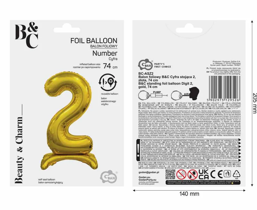 Balon STOJĄCY cyfra 2