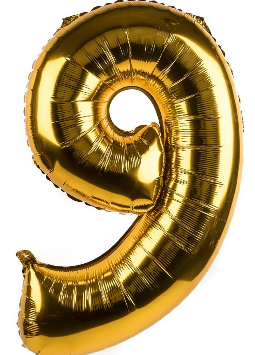 Balon urodzinowy CYFRA 9 złoty 85cm