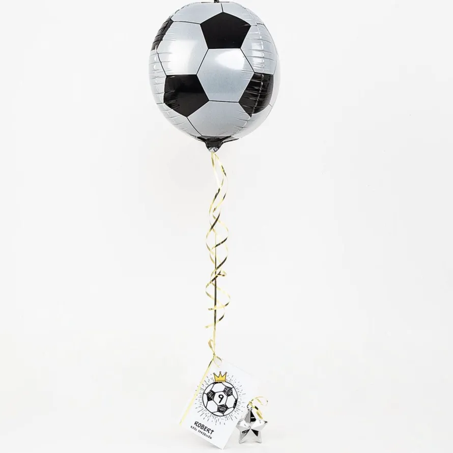Balon w pudełku z kartką KRÓL STRZELCÓW prezent dla piłkarza