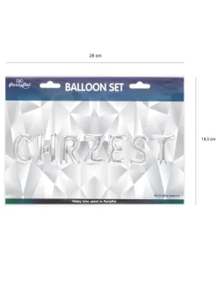 Balony CHRZEST napis srebrny