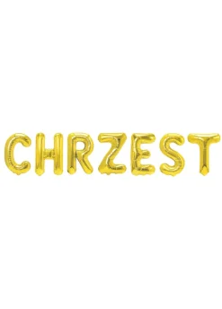 Balony CHRZEST napis złoty