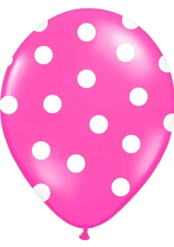 Balony ciemnoróżowe w białe kropki (50szt.)