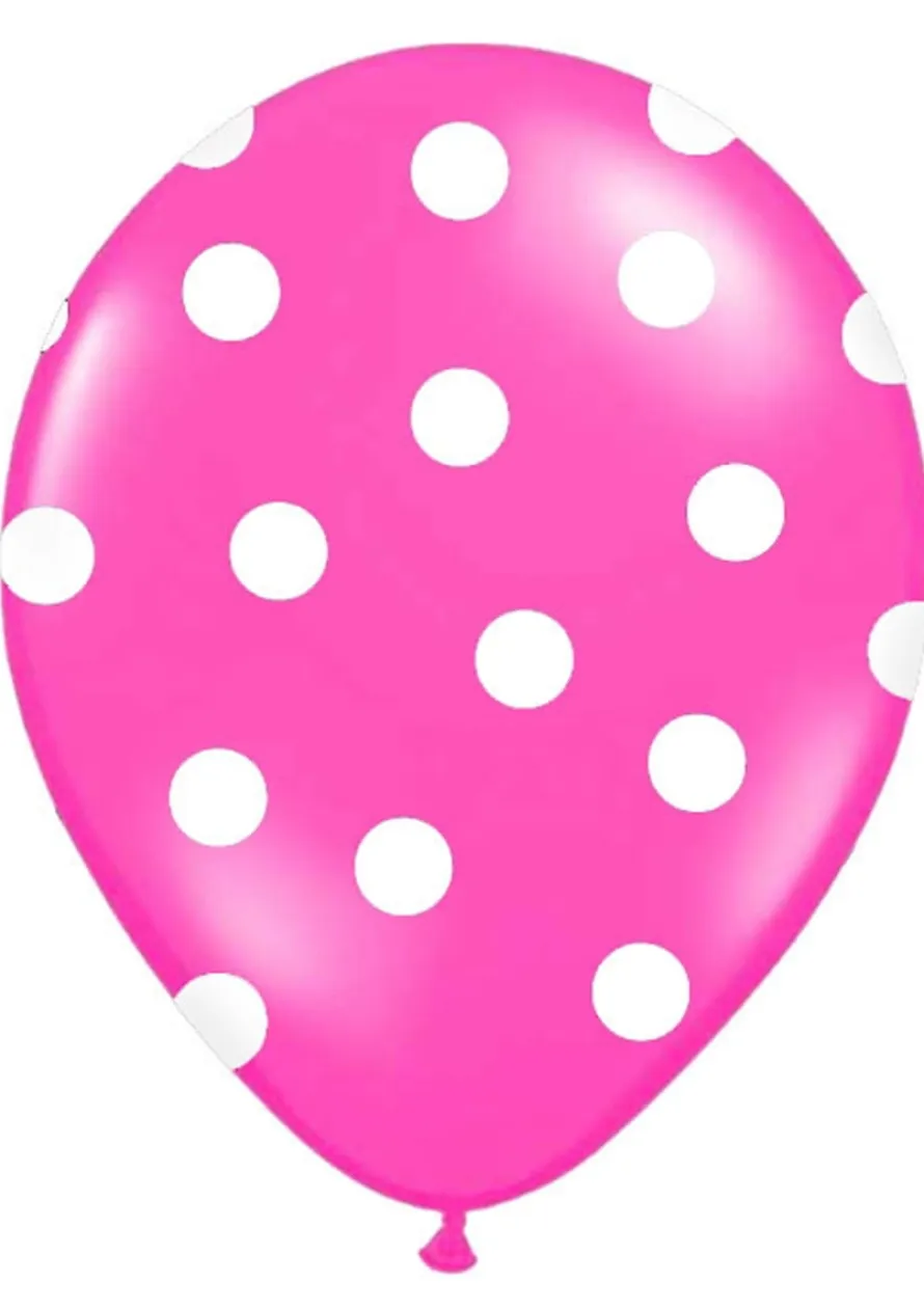Balony ciemnoróżowe w białe kropki (50szt.)
