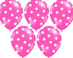 Balony ciemnoróżowe w białe kropki (50szt.)