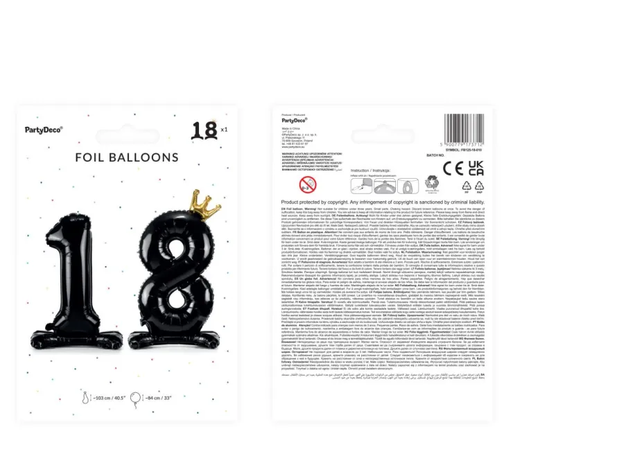 Balony 18 czarne stojące 84cm