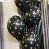 Balony czarne w złote gwiazdki 30cm (6szt.)