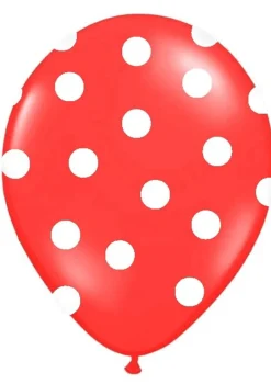 Balony czerwone w białe kropki (6szt.)
