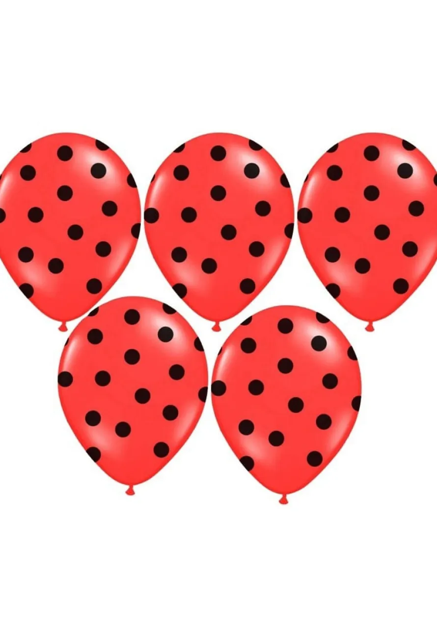 Balony czerwone w czarne kropki (6szt.)