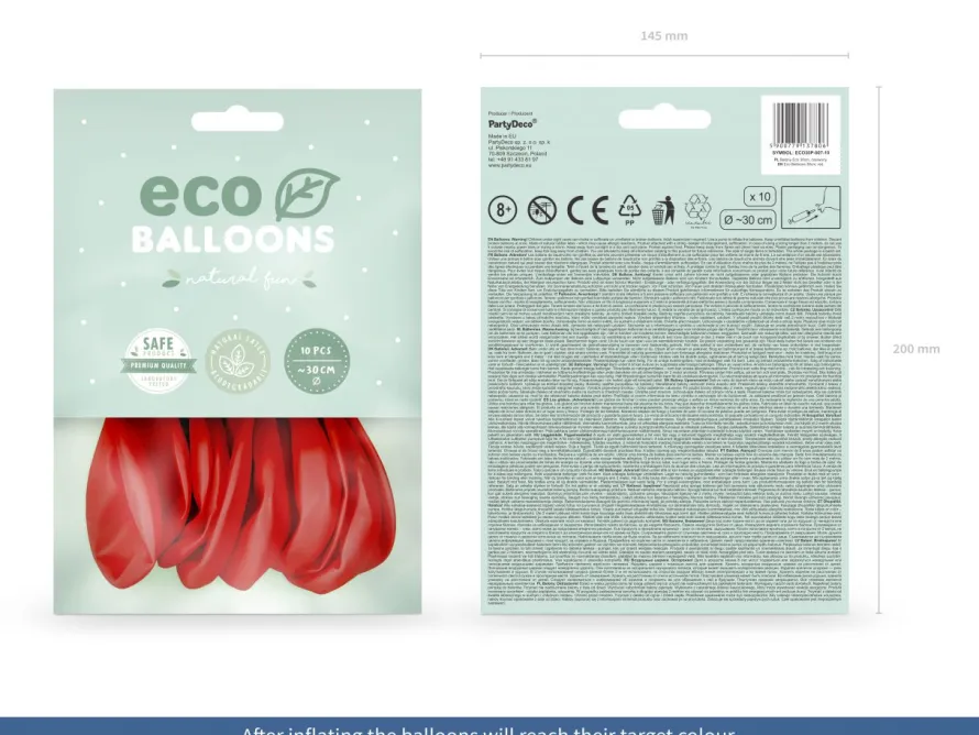 Balony ekologiczne czerwone 30cm (10szt.)