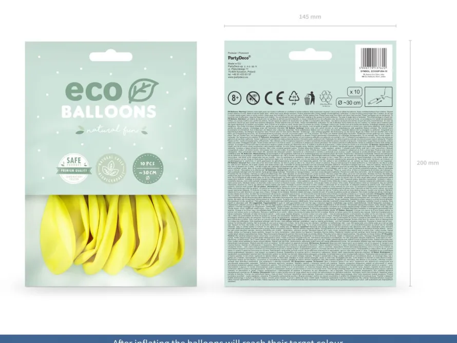 Balony ekologiczne żółte 30cm (10szt.)