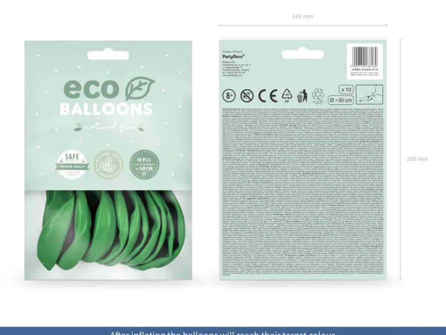Balony ekologiczne zielone 30cm (10szt.)