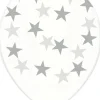 Balony GWIAZDKI srebrne 30cm (6szt.)