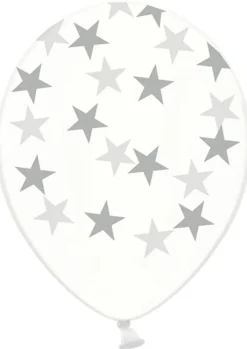 Balony GWIAZDKI srebrne 30cm (6szt.)