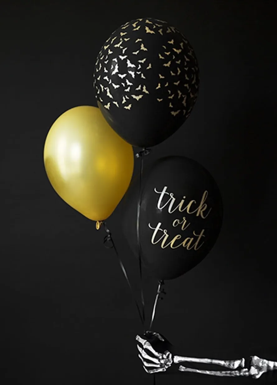 Balony halloweenowe NIETOPERZE czarne 30cm (6szt.)