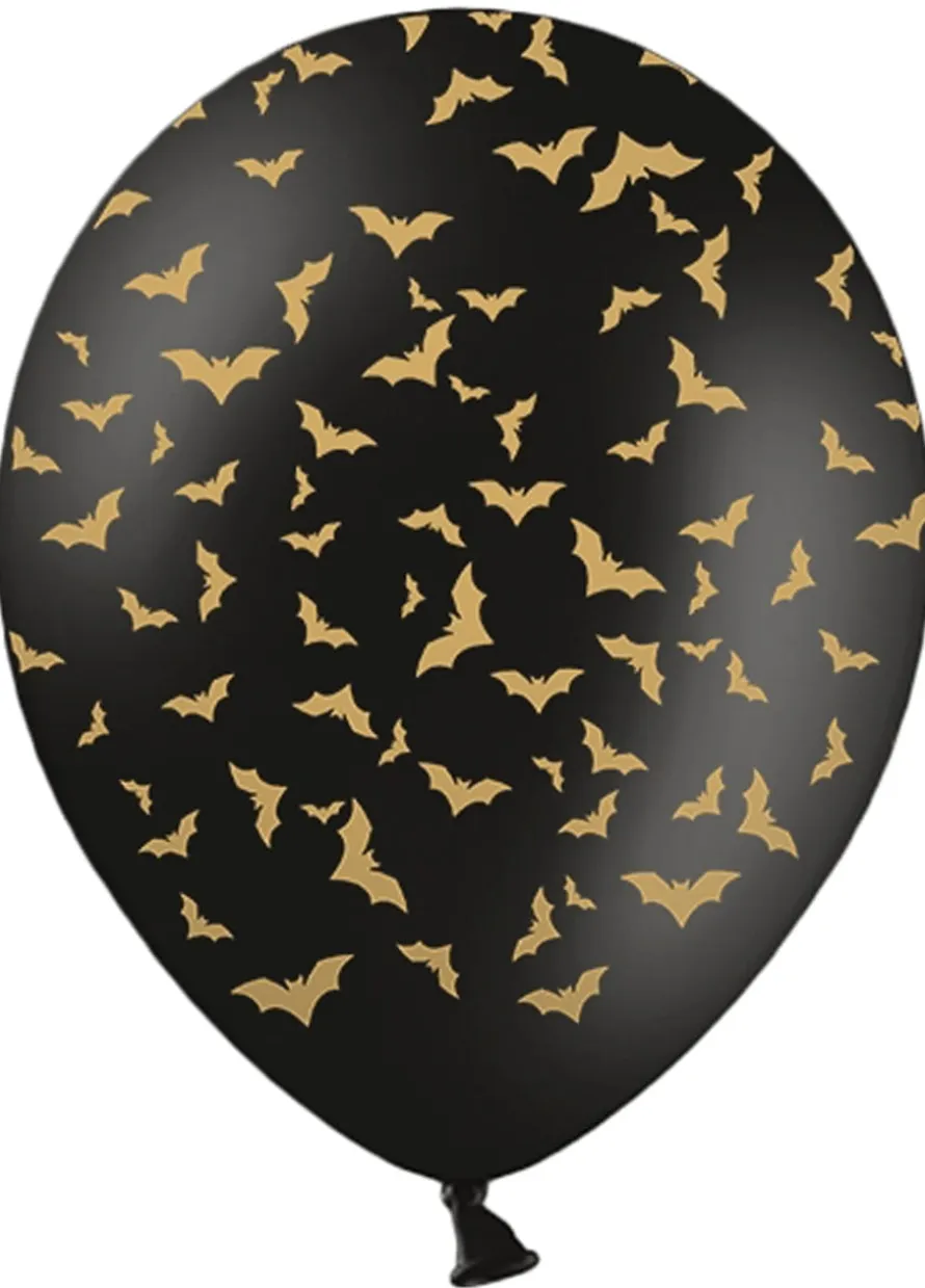 Balony halloweenowe NIETOPERZE czarne 30cm (6szt.)