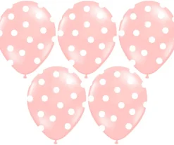 Balony jasnoróżowe w białe kropki (50szt.)