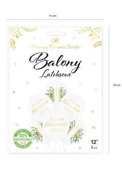 Balony KOMUNIA ŚWIĘTA Eukaliptus 30cm (6szt.)
