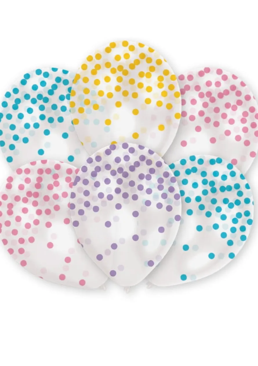 Balony KONFETTI kolorowe pastel (6szt.)
